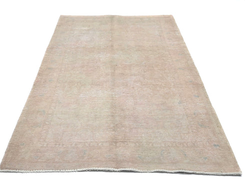 4x7 Vintage Persian Style Hand Knotted Distressed Low Pile Wool Area Rug